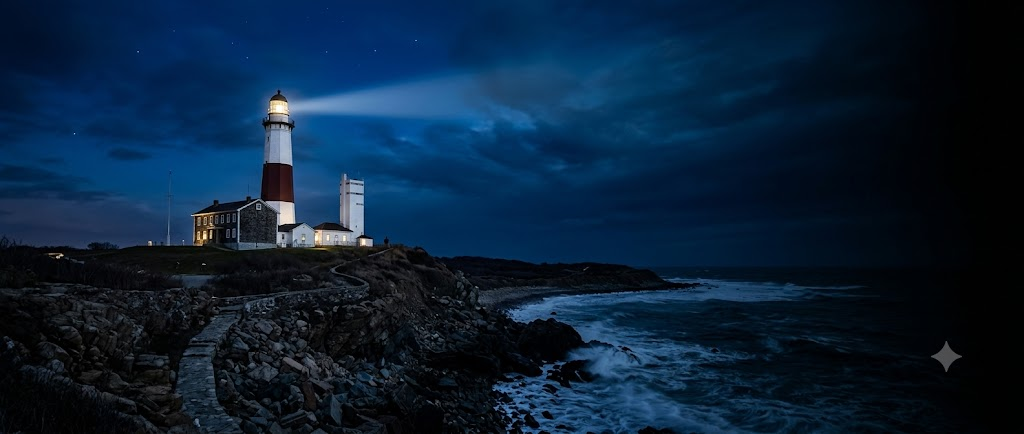 Montauk Point Lighthouse at night